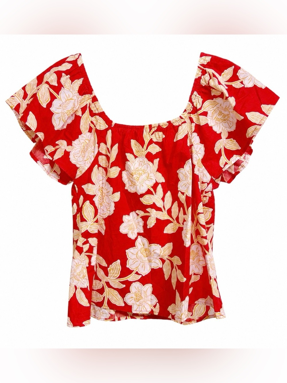 Sugar Lips Floral Puff Sleeve Top NWT Size Large 100% Cotton Cottagecore Blouse - Picture 6 of 7